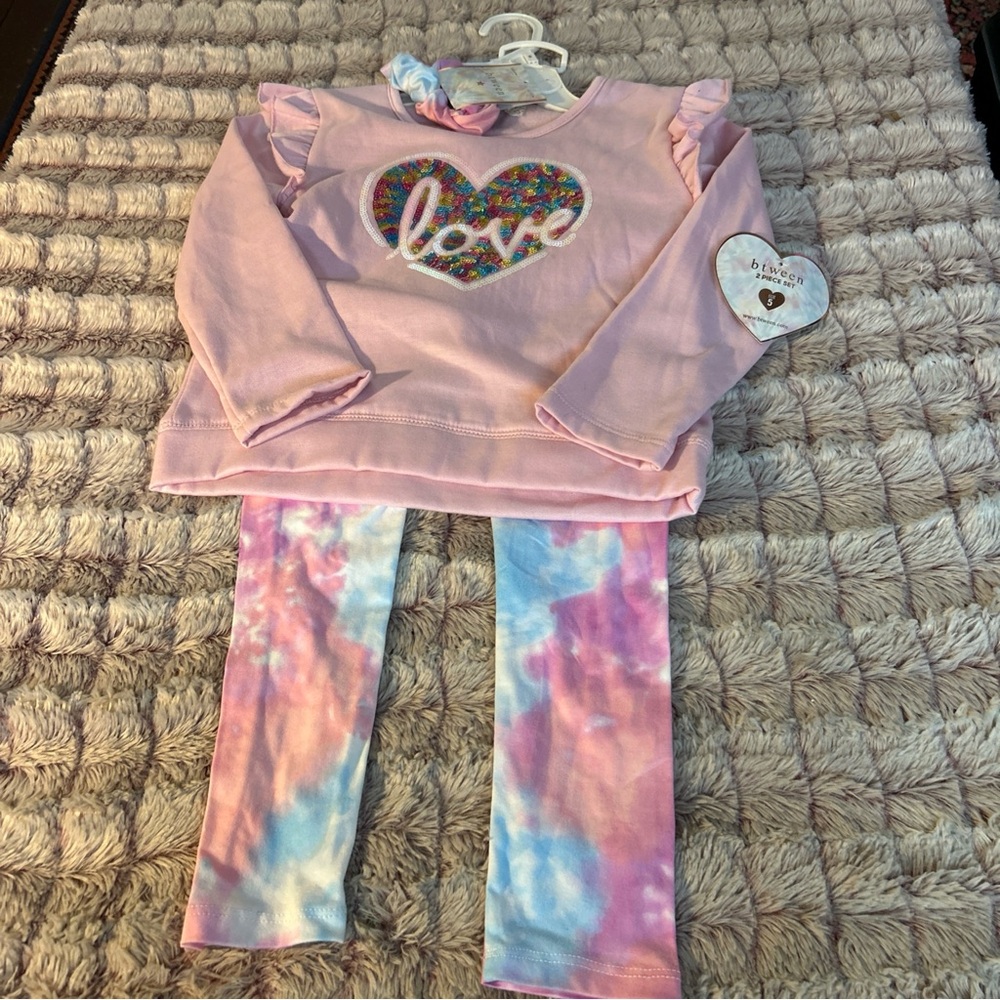 BTWEEN 2 pc outfit with matching hair tye size 5